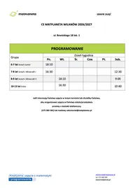 Grafik zajęć — Programowanie — Matplaneta Wilanów